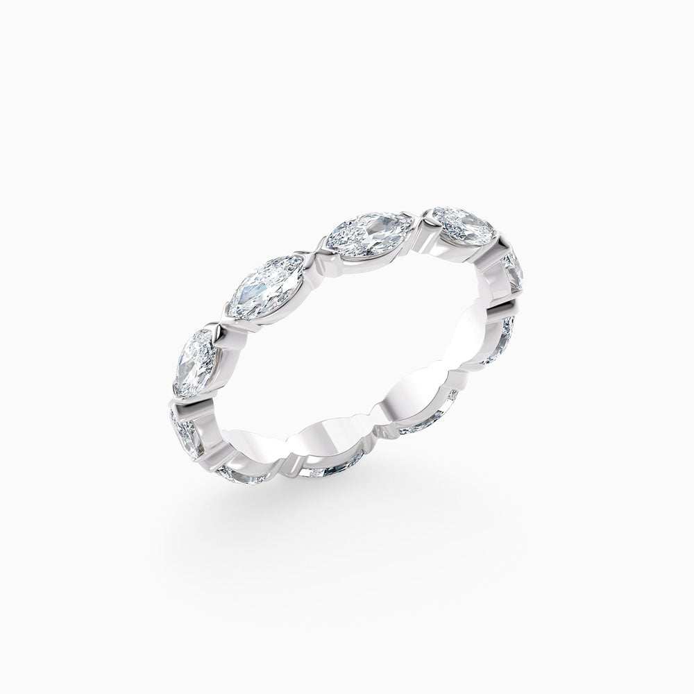 The Lottie marquise lab grown diamond wedding band with V claw settings, hand-crafted in Brisbane