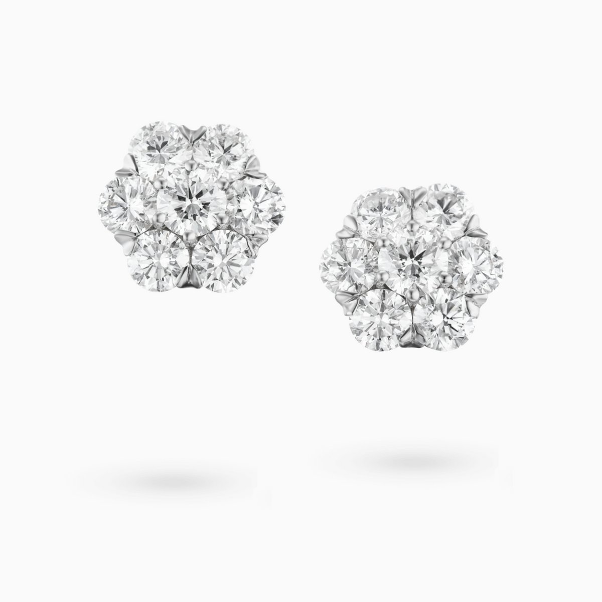 Lucy floral lab grown diamond stud earrings, 2.30ct in platinum, handcrafted in Brisbane