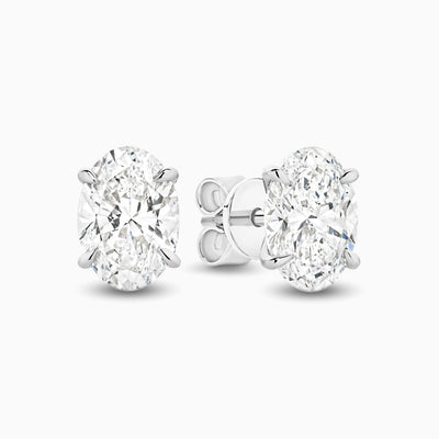 2ct oval lab grown diamond stud earrings in 18ct white gold