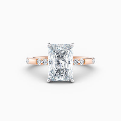 The Belle radiant cut lab grown diamond engagement ring with hidden halo and diamond band