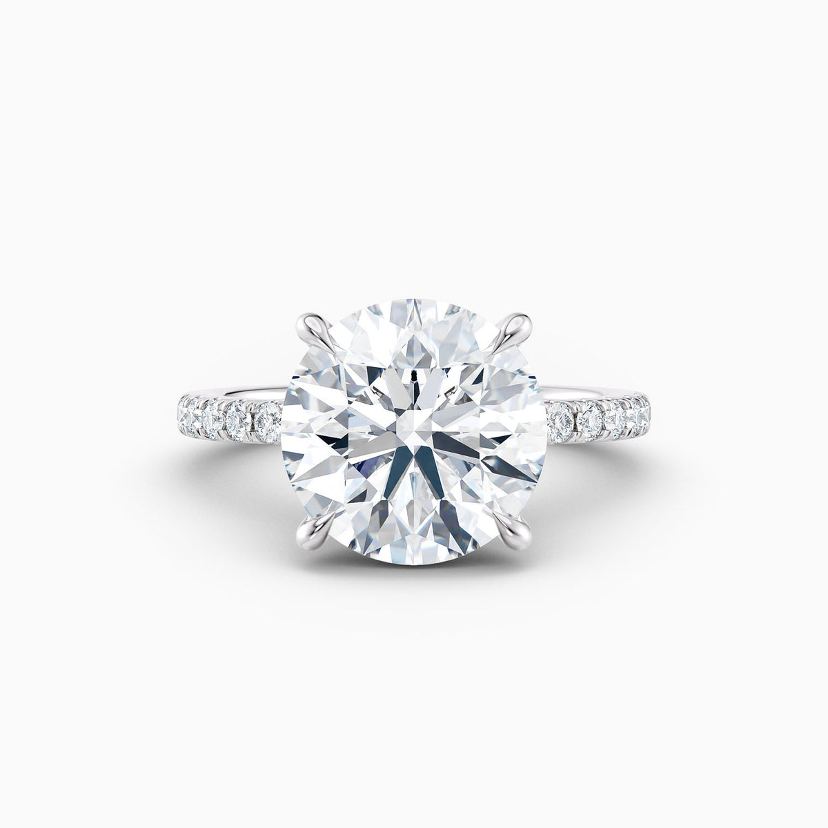 5.01ct round brilliant lab grown diamond solitaire engagement ring in platinum, ready to ship