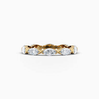 The Lottie marquise lab grown diamond wedding band with V claw settings, hand-crafted in Brisbane