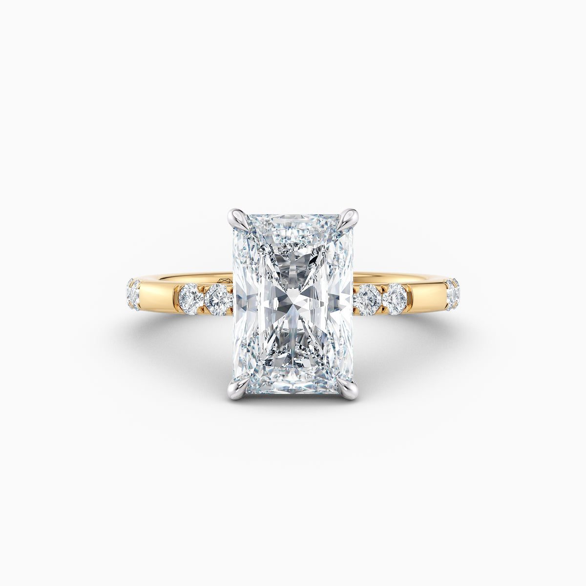 The Belle radiant cut lab grown diamond engagement ring with hidden halo and diamond band