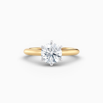 The Eleanor round brilliant lab grown diamond solitaire engagement ring in a six claw setting