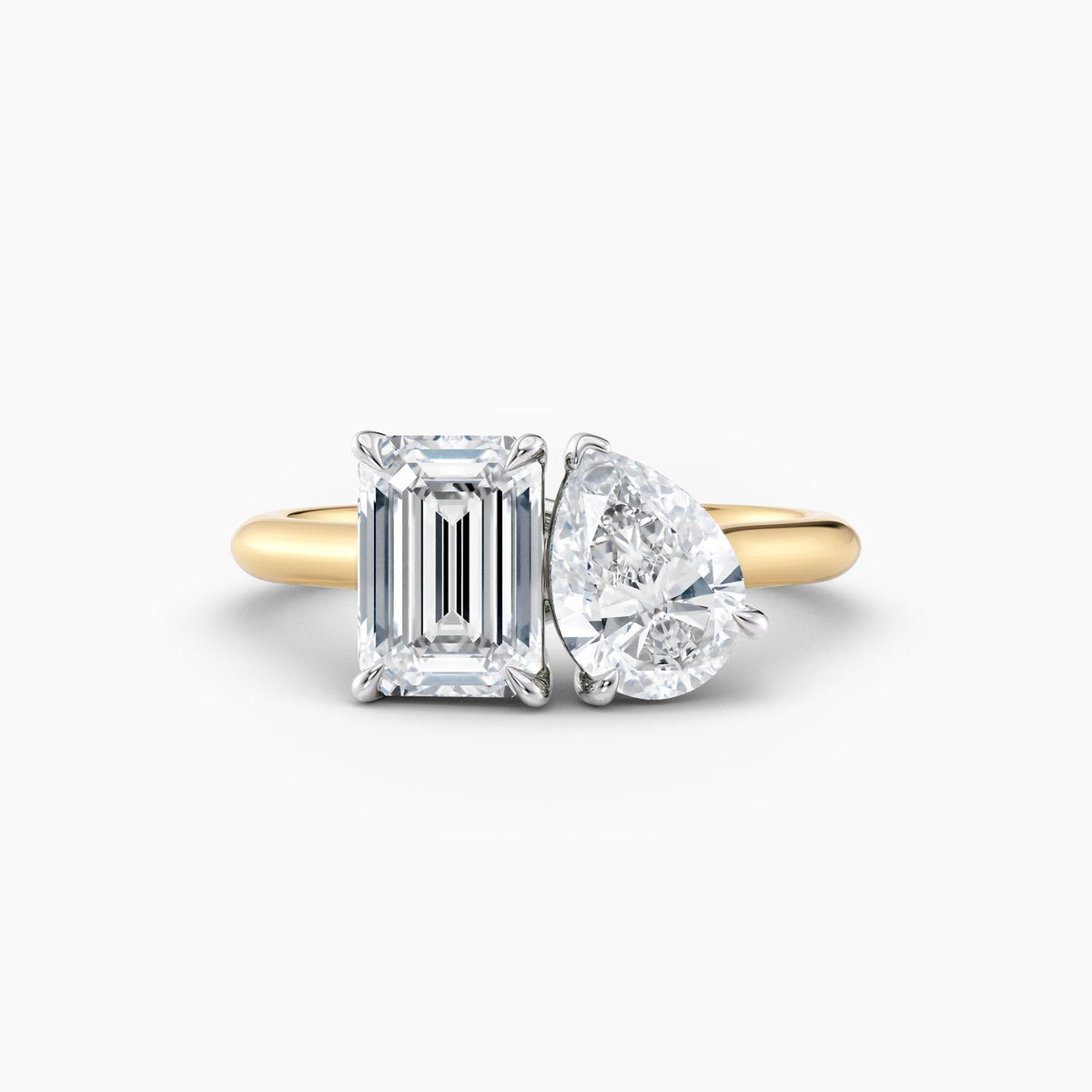 The Alexis toi et moi engagement ring with emerald cut and pear lab grown diamonds, hand-crafted in Brisbane