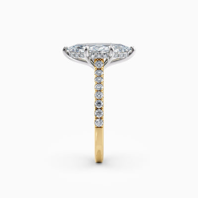 The Sophia marquise lab grown diamond engagement ring with hidden halo and upswept diamond band