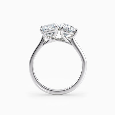 The Alexis toi et moi engagement ring with emerald cut and pear lab grown diamonds, hand-crafted in Brisbane