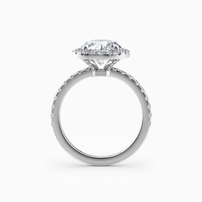 The Charlotte round brilliant lab grown diamond halo engagement ring with pavé diamond band