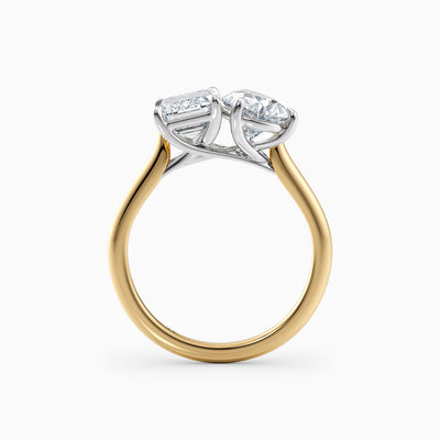 The Alexis toi et moi engagement ring with emerald cut and pear lab grown diamonds, hand-crafted in Brisbane