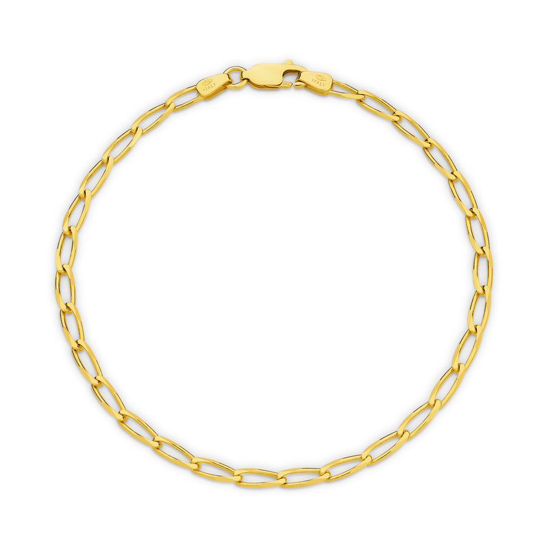Clara Diamond Cut Flat Curb Long Bracelet 2.80mm in solid gold