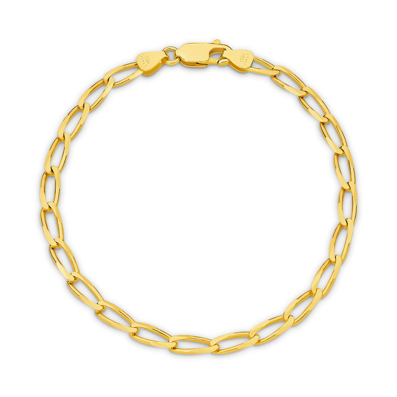 Clara Diamond Cut Flat Curb Long Bracelet 3.6mm in solid gold