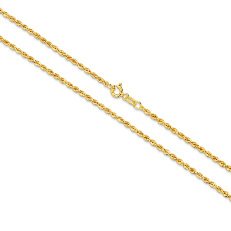 Calista Hollow Diamond Cut Rope Chain 2.2mm in solid gold