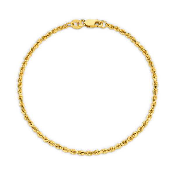 Calista Hollow Diamond Cut Rope Bracelet 2.2mm