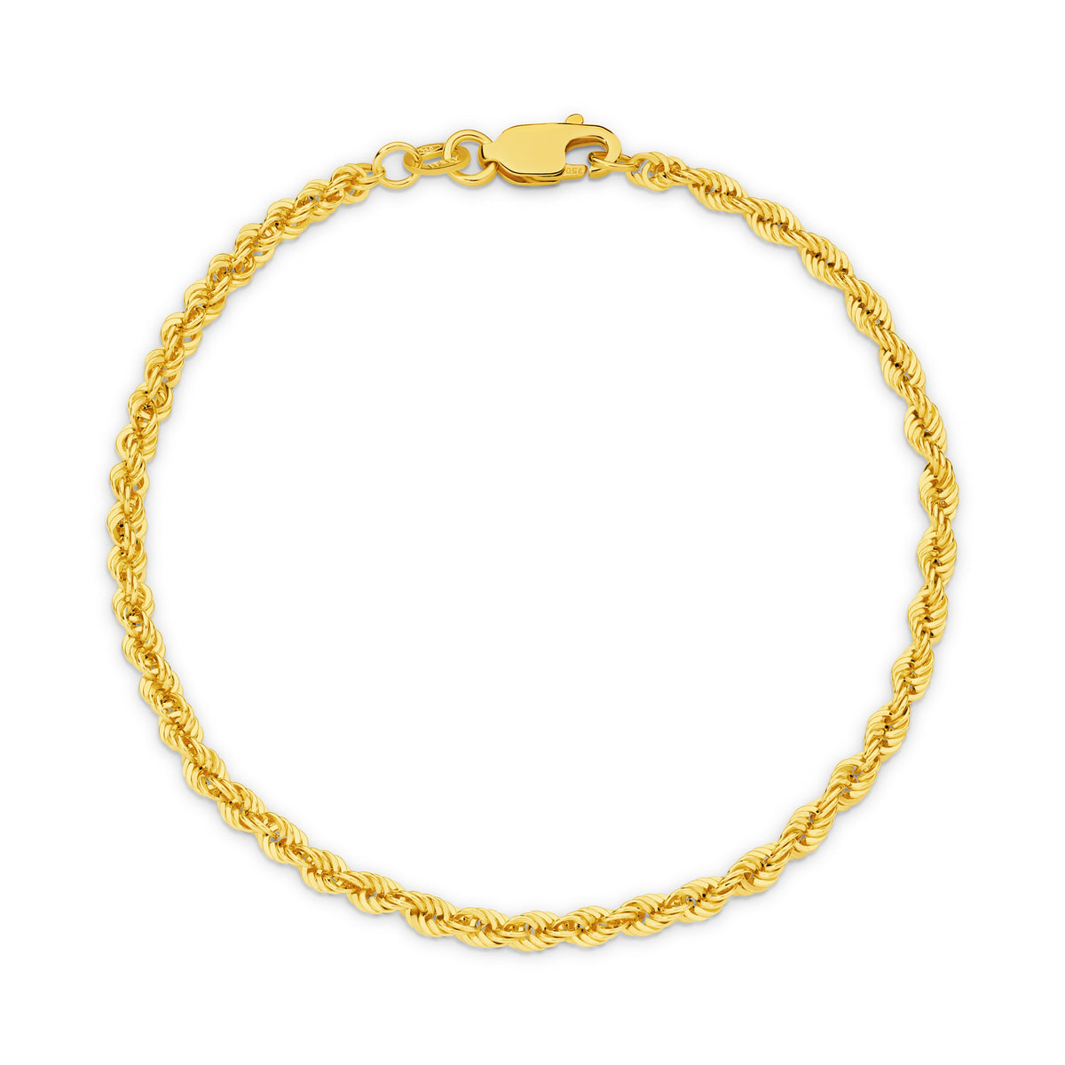 Calista Hollow Diamond Cut Rope Bracelet 2.75mm