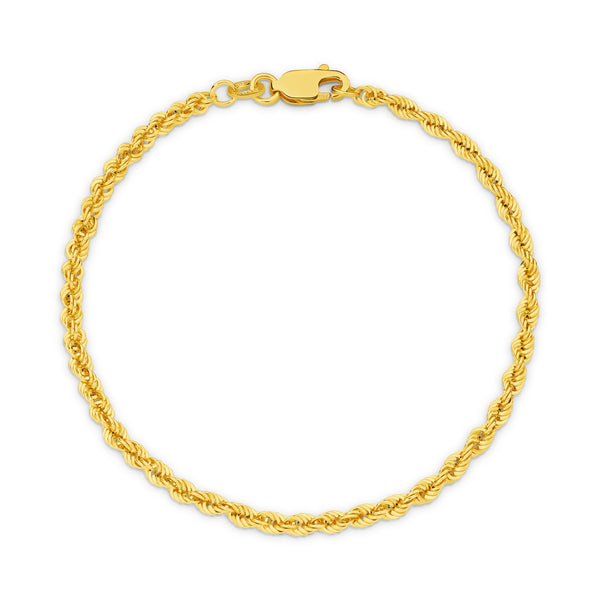 Calista Hollow Diamond Cut Rope Bracelet 2.75mm