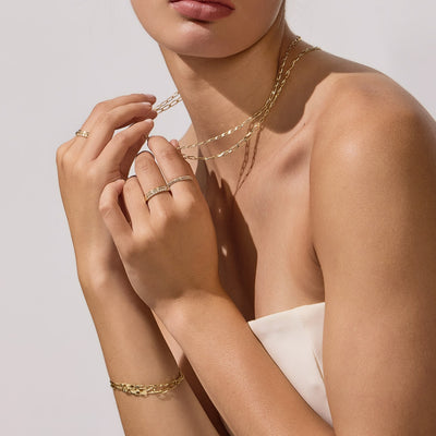 Clara Diamond Cut Flat Curb Long Bracelet 3.6mm