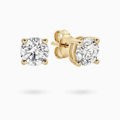 Julia round brilliant lab grown diamond stud earrings in 18ct gold, handcrafted in Brisbane