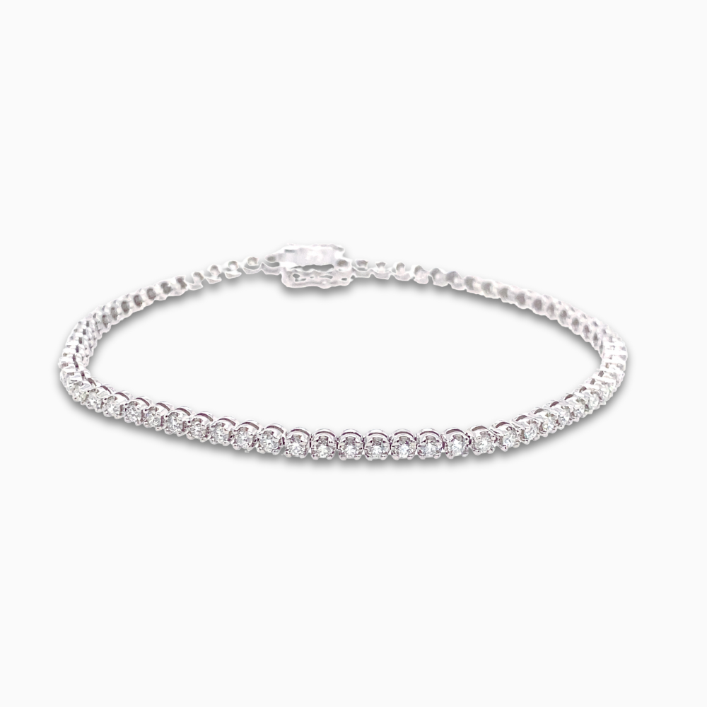 18ct white gold 1.90ct lab grown diamond tennis bracelet, hand-finished in Brisbane