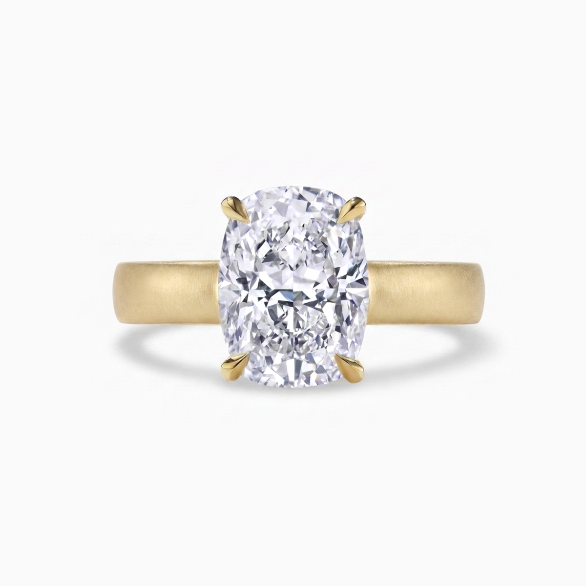 The Esme cushion cut lab grown diamond engagement ring on a matte finish 4mm band