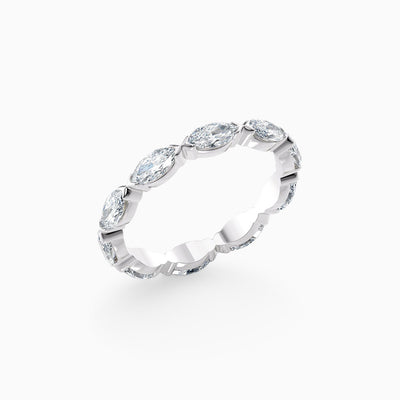 The Lottie marquise lab grown diamond wedding band with V claw settings, hand-crafted in Brisbane