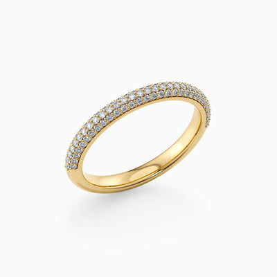 The Charlotte triple row micro pavé lab grown diamond wedding band, hand-crafted in Brisbane