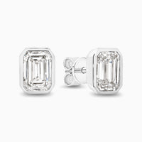 Julia Bezel | 2ct Emerald Cut Lab Grown Diamond Studs | 18ct Gold