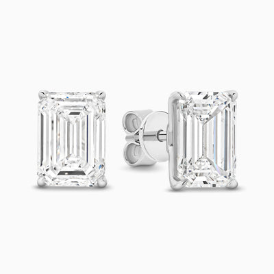Julia emerald cut lab grown diamond stud earrings in 18ct gold, handcrafted in Brisbane