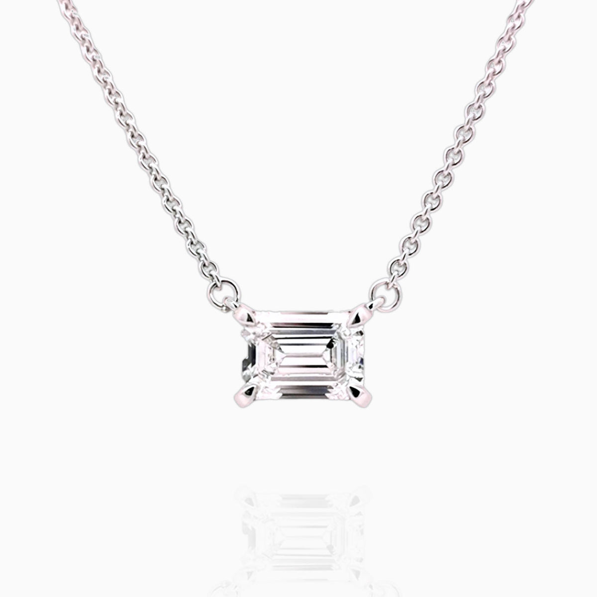 The Basilia emerald cut lab grown diamond pendant necklace in 18ct white gold