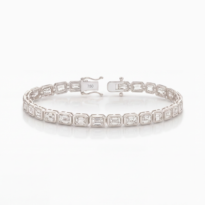 Venus Emerald Cut Bezel Set Lab-Grown Diamond Tennis Bracelet (9.50ct TW)