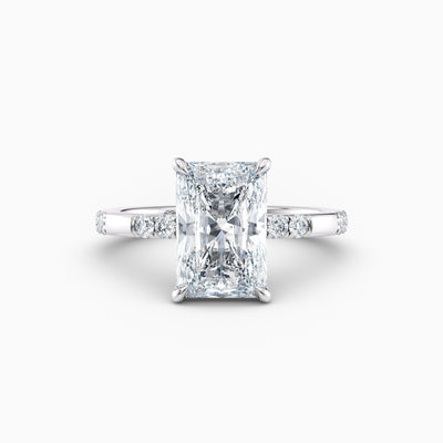 The Belle radiant cut lab grown diamond engagement ring with hidden halo and diamond band