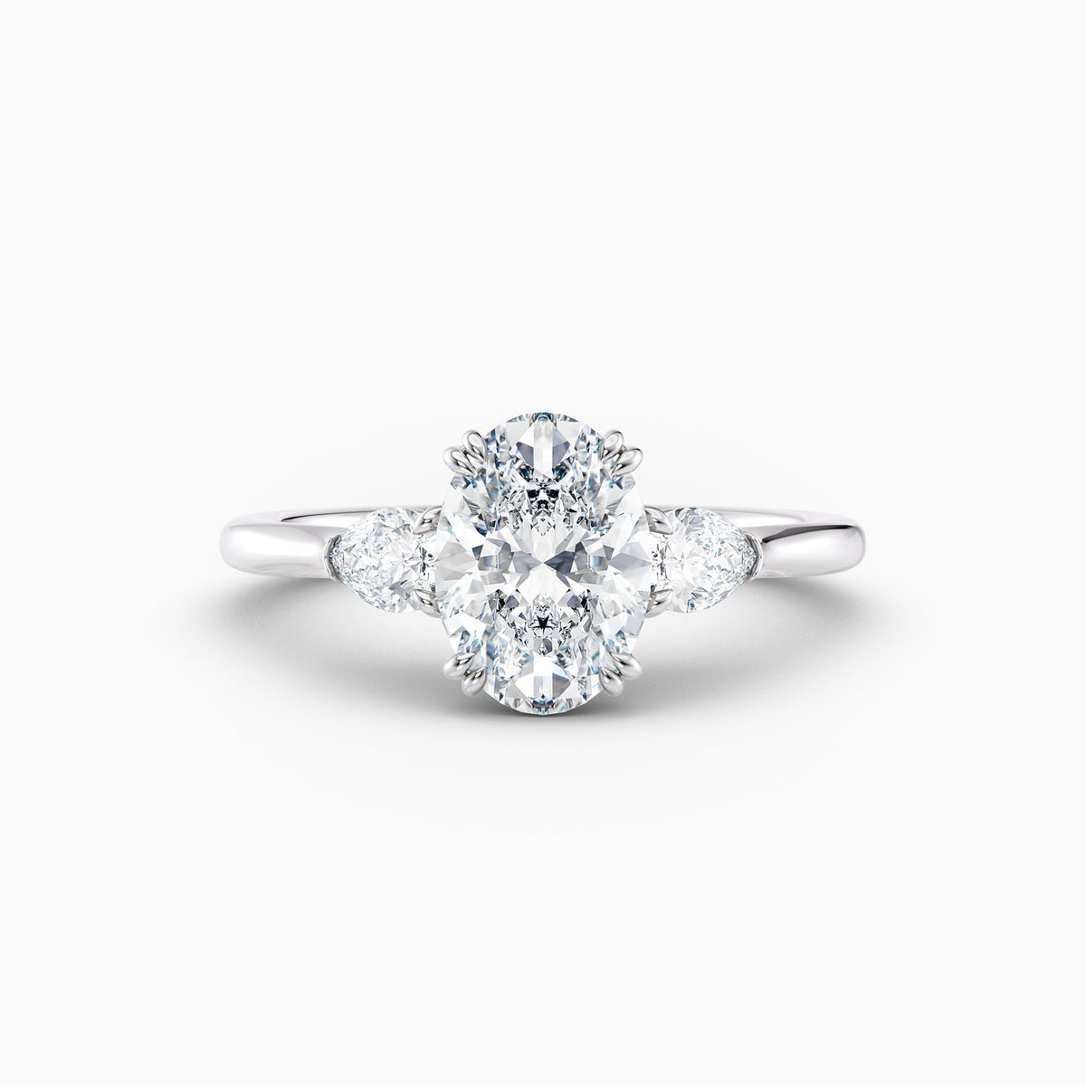 Oval lab grown diamond ring with pear shaped side stones, hand-crafted in Brisbane by Orlaithea