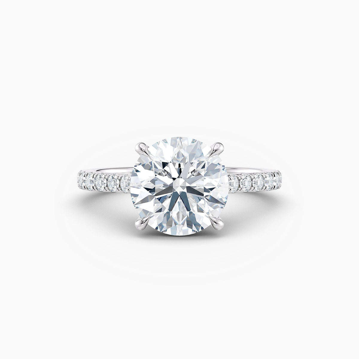 The Sophia round brilliant lab grown diamond engagement ring with hidden halo and cathedral diamond band