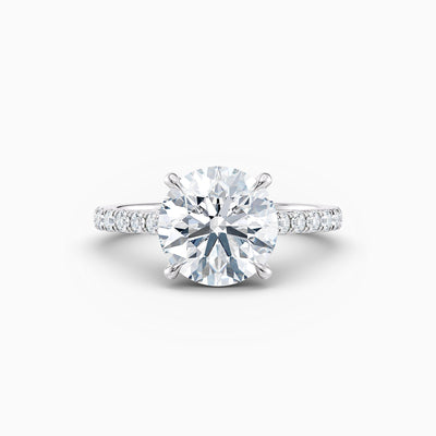 The Sophia round brilliant lab grown diamond engagement ring with hidden halo and cathedral diamond band
