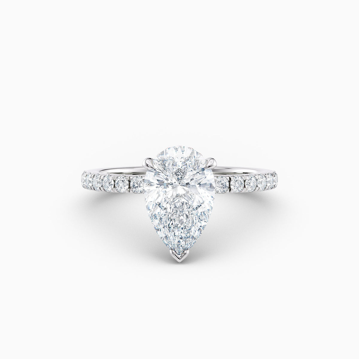 The Charlotte pear shaped lab grown diamond engagement ring with hidden halo and diamond band