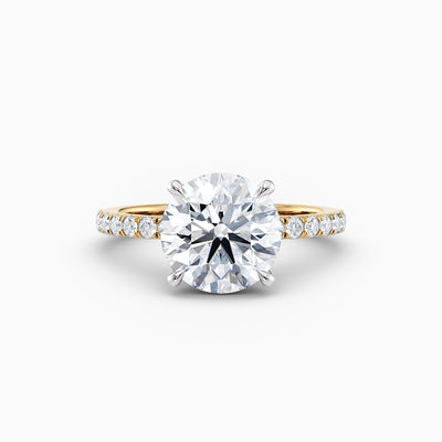 The Cora round brilliant lab grown diamond engagement ring with hidden halo and diamond band