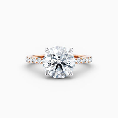 The Cora round brilliant lab grown diamond engagement ring with hidden halo and diamond band