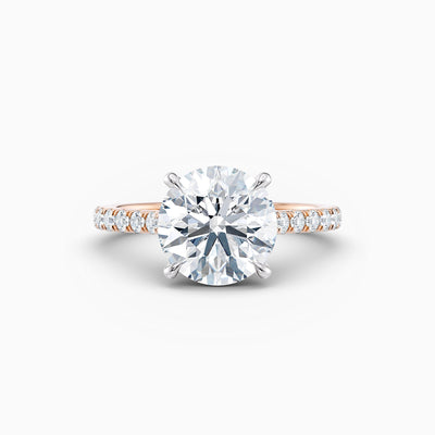 The Sophia round brilliant lab grown diamond engagement ring with hidden halo and cathedral diamond band
