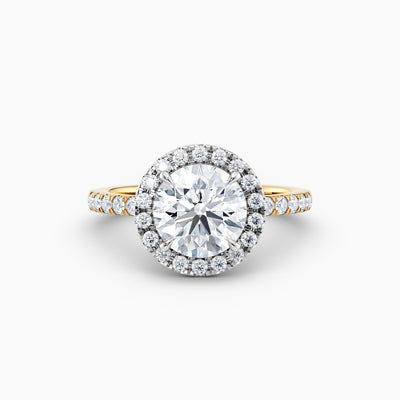The Charlotte round brilliant lab grown diamond halo engagement ring with pavé diamond band