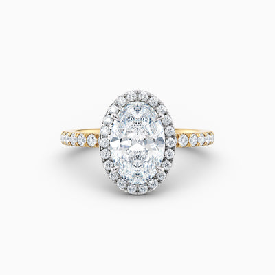 The Charlotte oval lab grown diamond halo engagement ring with diamond band, hand-crafted in Brisbane