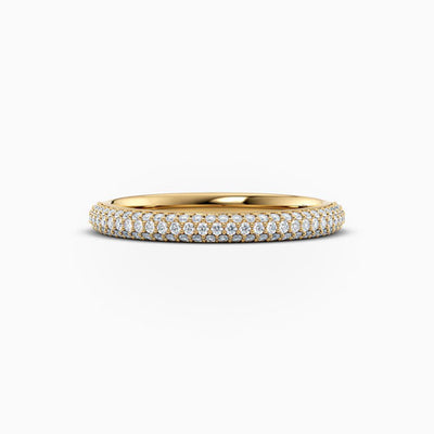 The Charlotte triple row micro pavé lab grown diamond wedding band, hand-crafted in Brisbane
