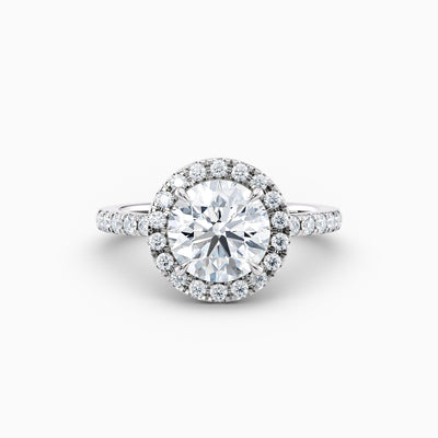 The Charlotte round brilliant lab grown diamond halo engagement ring with pavé diamond band