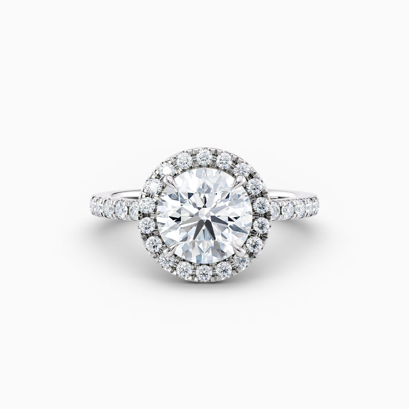 The Charlotte round brilliant lab grown diamond halo engagement ring with pavé diamond band