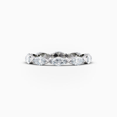 The Lottie marquise lab grown diamond wedding band with V claw settings, hand-crafted in Brisbane