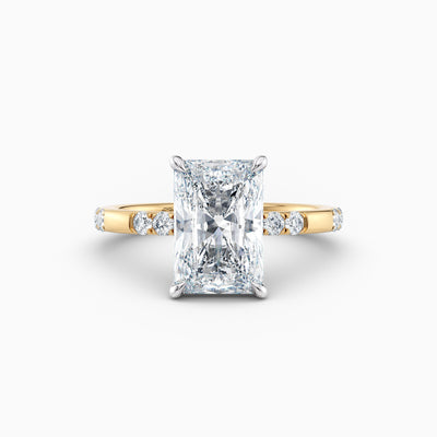The Belle radiant cut lab grown diamond engagement ring with hidden halo and diamond band