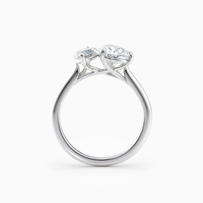 The Alexa toi et moi engagement ring with pear and marquise lab grown diamonds in a twisted claw setting