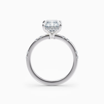 The Belle radiant cut lab grown diamond engagement ring with hidden halo and diamond band