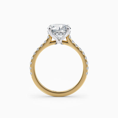 The Sophia round brilliant lab grown diamond engagement ring with hidden halo and cathedral diamond band