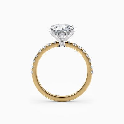 The Cora round brilliant lab grown diamond engagement ring with hidden halo and diamond band
