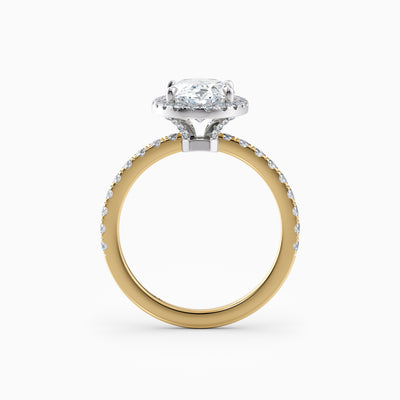 The Charlotte oval lab grown diamond halo engagement ring with diamond band, hand-crafted in Brisbane