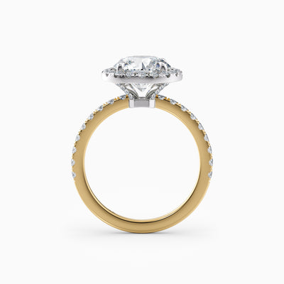 The Charlotte round brilliant lab grown diamond halo engagement ring with pavé diamond band